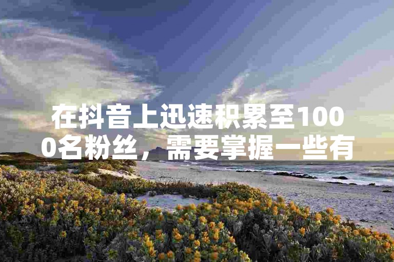 在抖音上迅速积累至1000名粉丝，需要掌握一些有效的增粉策略。