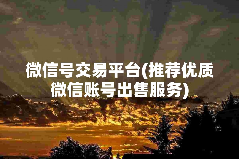 微信号交易平台(推荐优质微信账号出售服务)