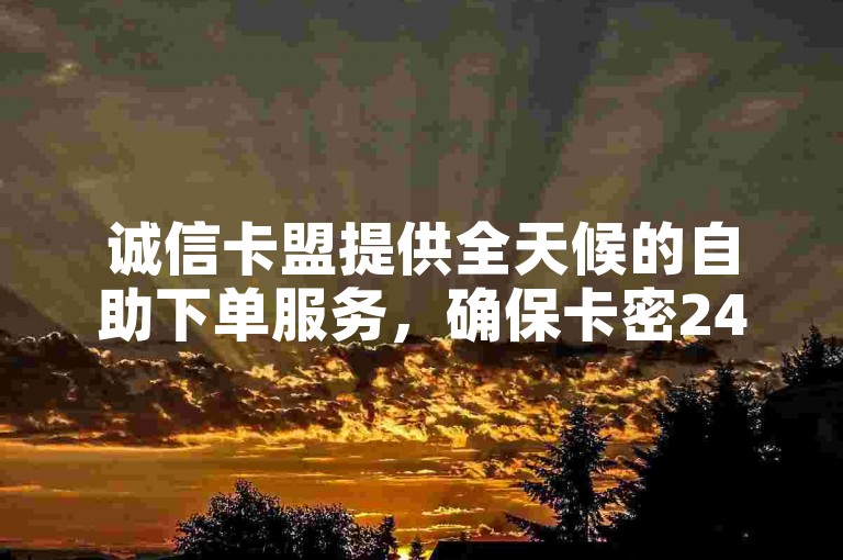 诚信卡盟提供全天候的自助下单服务，确保卡密24小时内自动发放。