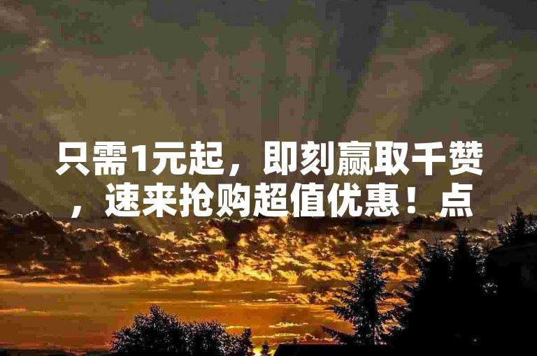 只需1元起，即刻赢取千赞，速来抢购超值优惠！点赞数飙升，价格却亲民至极！