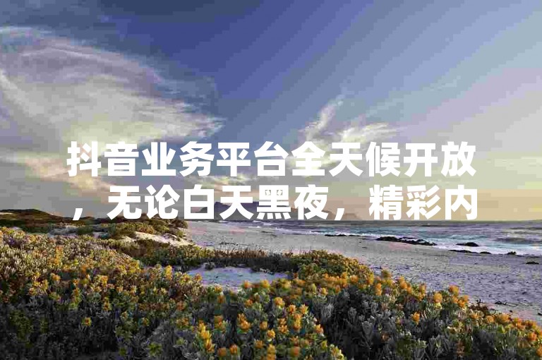 抖音业务平台全天候开放，无论白天黑夜，精彩内容不间断，让你的娱乐生活24小时不打烊！