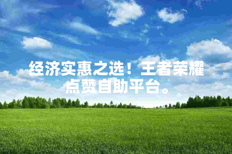 经济实惠之选！王者荣耀点赞自助平台。