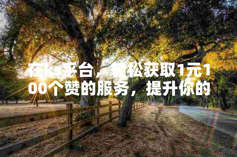 在ks平台，轻松获取1元100个赞的服务，提升你的社交媒体影响力。