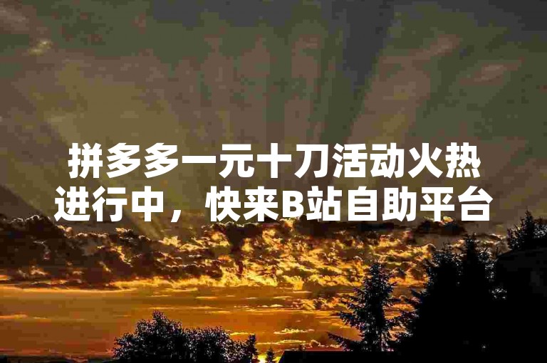 拼多多一元十刀活动火热进行中，快来B站自助平台轻松下单参与吧！