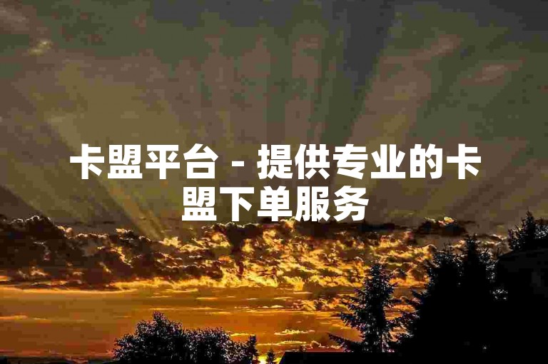卡盟平台 - 提供专业的卡盟下单服务