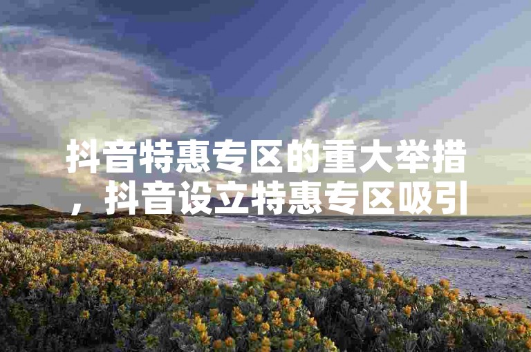 抖音特惠专区的重大举措，抖音设立特惠专区吸引众多目光！新手福音！