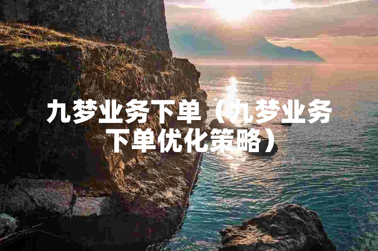 九梦业务下单（九梦业务下单优化策略）