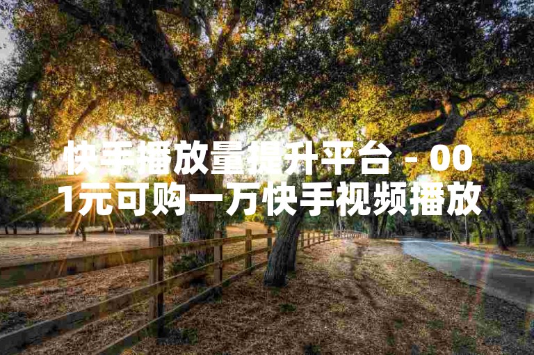 快手播放量提升平台 - 001元可购一万快手视频播放量