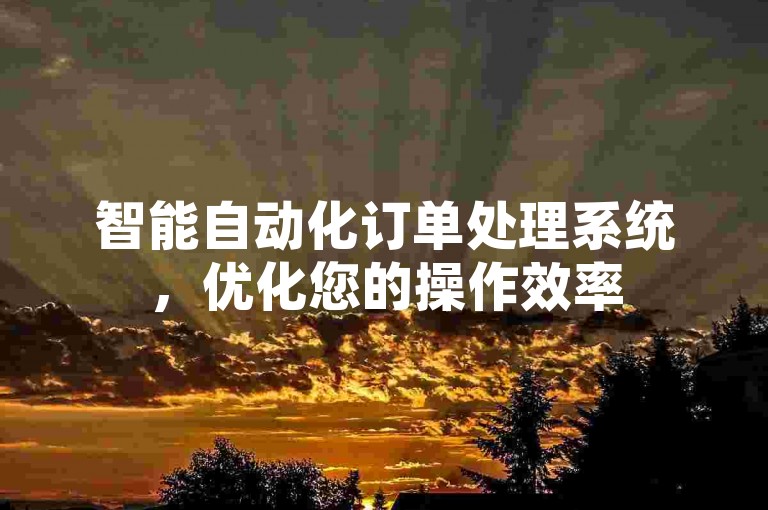智能自动化订单处理系统，优化您的操作效率