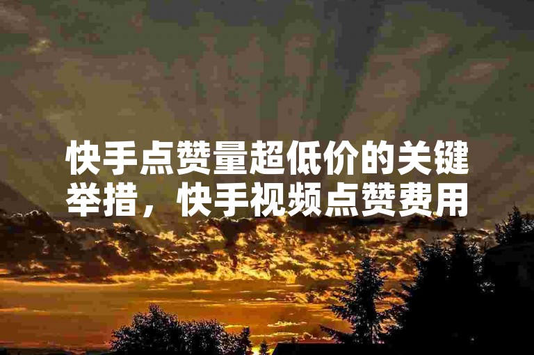 快手点赞量超低价的关键举措，快手视频点赞费用亲民实惠！新手福音！
