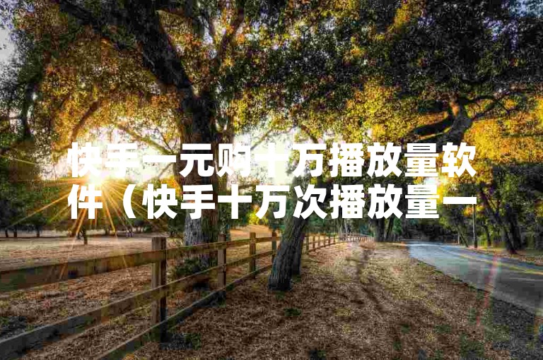 快手一元购十万播放量软件（快手十万次播放量一元软件精选）