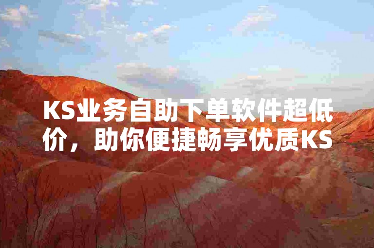 KS业务自助下单软件超低价，助你便捷畅享优质KS业务体验。