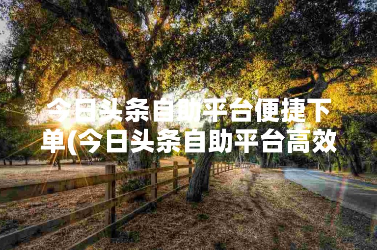 今日头条自助平台便捷下单(今日头条自助平台高效下单)
