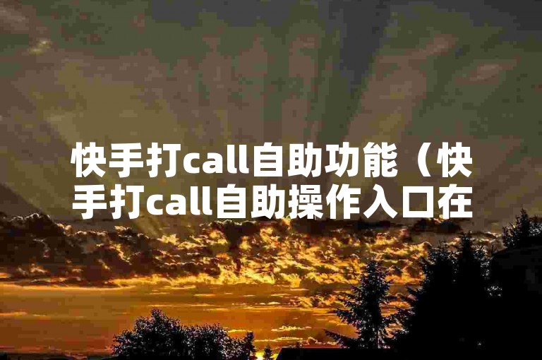 快手打call自助功能（快手打call自助操作入口在哪）