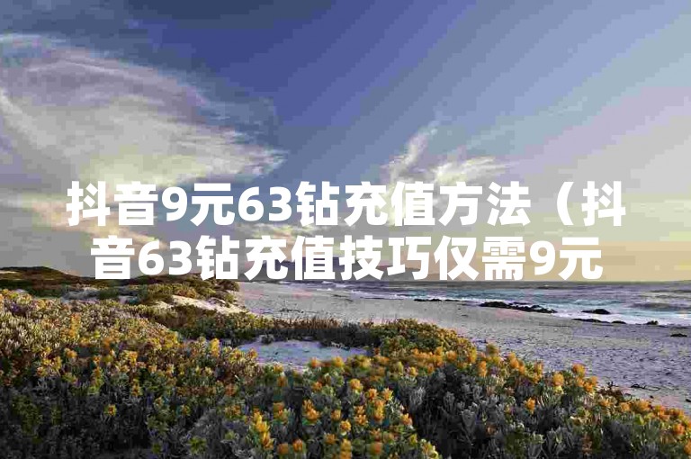 抖音9元63钻充值方法（抖音63钻充值技巧仅需9元快速拥有）