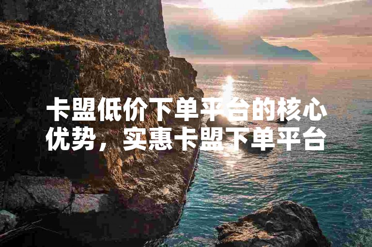 卡盟低价下单平台的核心优势，实惠卡盟下单平台特惠活动！新手专享！