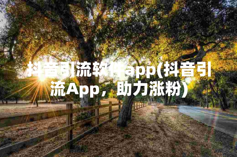 抖音引流软件app(抖音引流App，助力涨粉)