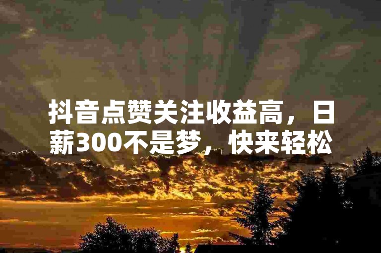 抖音点赞关注收益高，日薪300不是梦，快来轻松操作！
