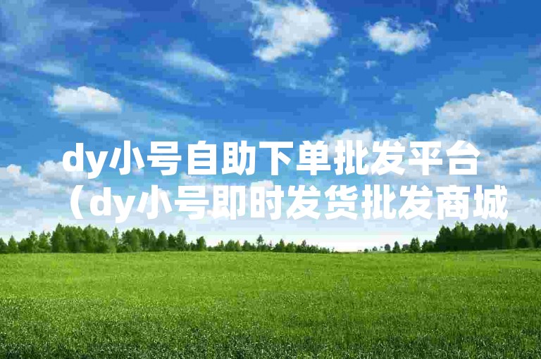 dy小号自助下单批发平台（dy小号即时发货批发商城）