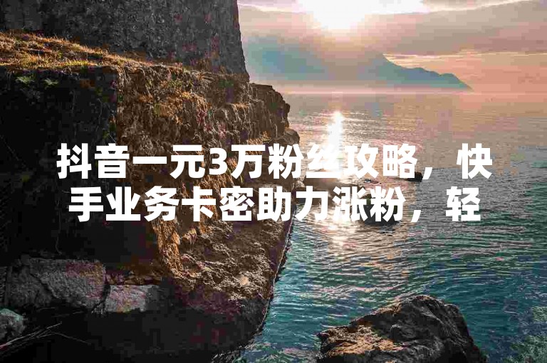 抖音一元3万粉丝攻略，快手业务卡密助力涨粉，轻松提升人气！