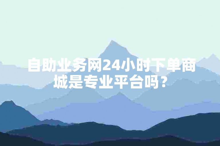 自助业务网24小时下单商城是专业平台吗？