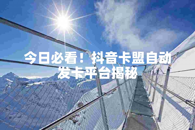 今日必看！抖音卡盟自动发卡平台揭秘