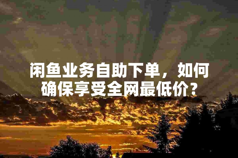 闲鱼业务自助下单，如何确保享受全网最低价？
