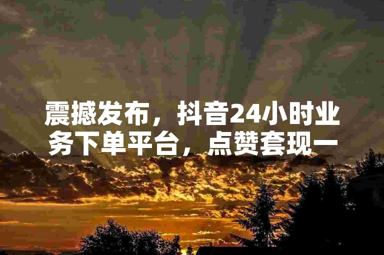 震撼发布，抖音24小时业务下单平台，点赞套现一键搞定！