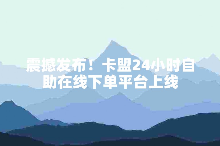 震撼发布！卡盟24小时自助在线下单平台上线