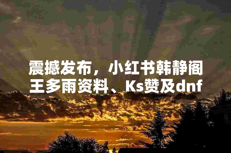 震撼发布，小红书韩静阁王多雨资料、Ks赞及dnf卡盟低价来袭