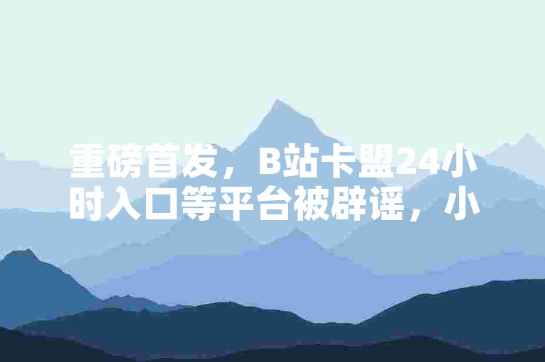 重磅首发，B站卡盟24小时入口等平台被辟谣，小白龙马山公司严正声明！