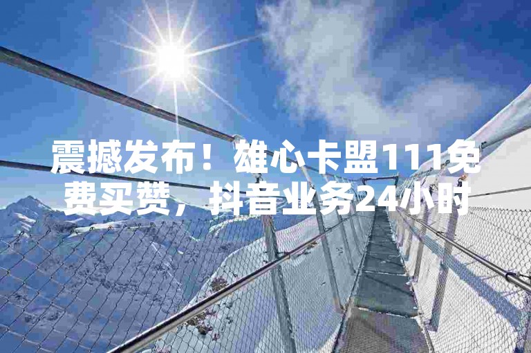 震撼发布！雄心卡盟111免费买赞，抖音业务24小时自助低价下单平台