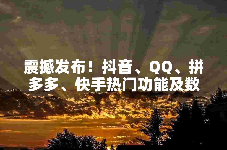 震撼发布！抖音、QQ、拼多多、快手热门功能及数据详情全揭秘