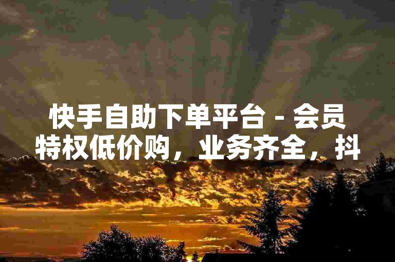 快手自助下单平台 - 会员特权低价购，业务齐全，抖音点赞涨粉轻松刷