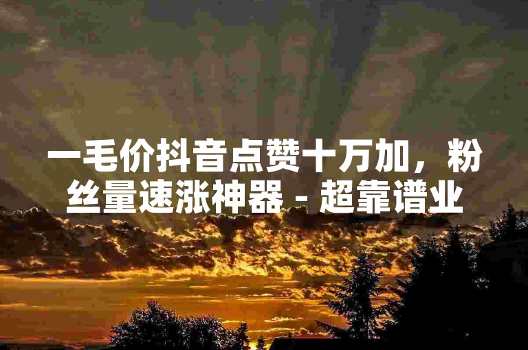 一毛价抖音点赞十万加，粉丝量速涨神器 - 超靠谱业务平台 - 全天接单