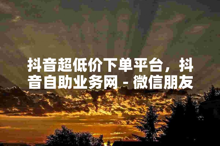 抖音超低价下单平台，抖音自助业务网 - 微信朋友圈恢复助手 - ks业务全网最低价薄利更火爆！