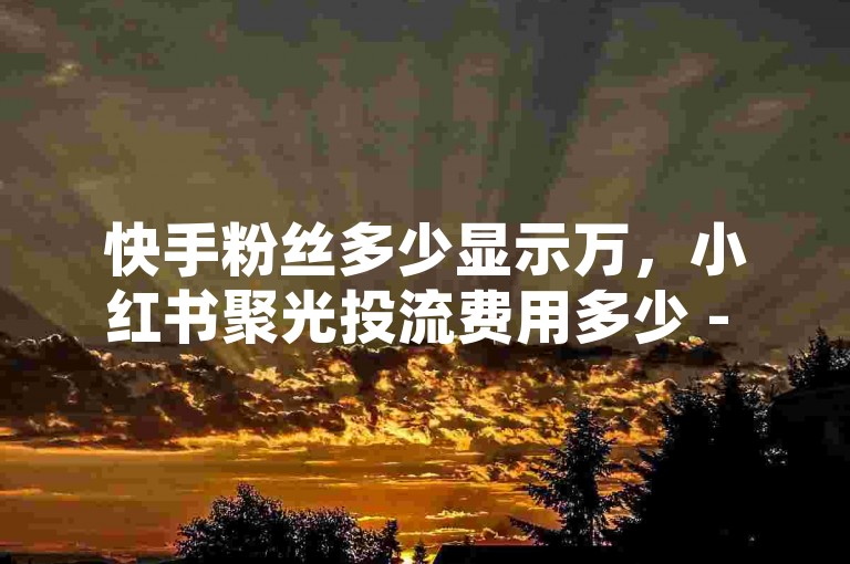 快手粉丝多少显示万，小红书聚光投流费用多少 - 快手作品赞低价下单平台 - 小红书怎么运营快速吸粉