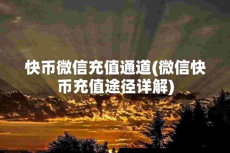 快币微信充值通道(微信快币充值途径详解)