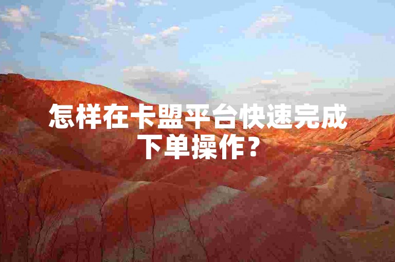 怎样在卡盟平台快速完成下单操作？