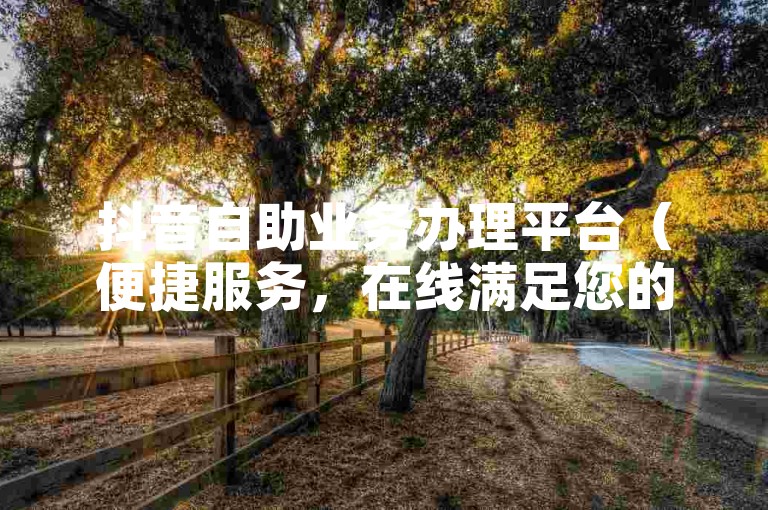 抖音自助业务办理平台（便捷服务，在线满足您的需求）