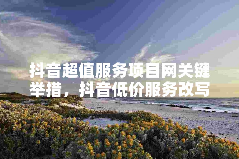 抖音超值服务项目网关键举措，抖音低价服务改写行业格局！新手福音！