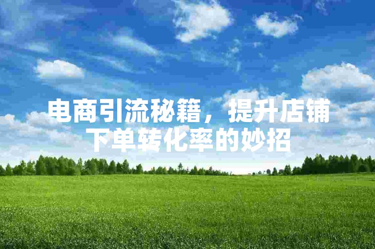 电商引流秘籍，提升店铺下单转化率的妙招