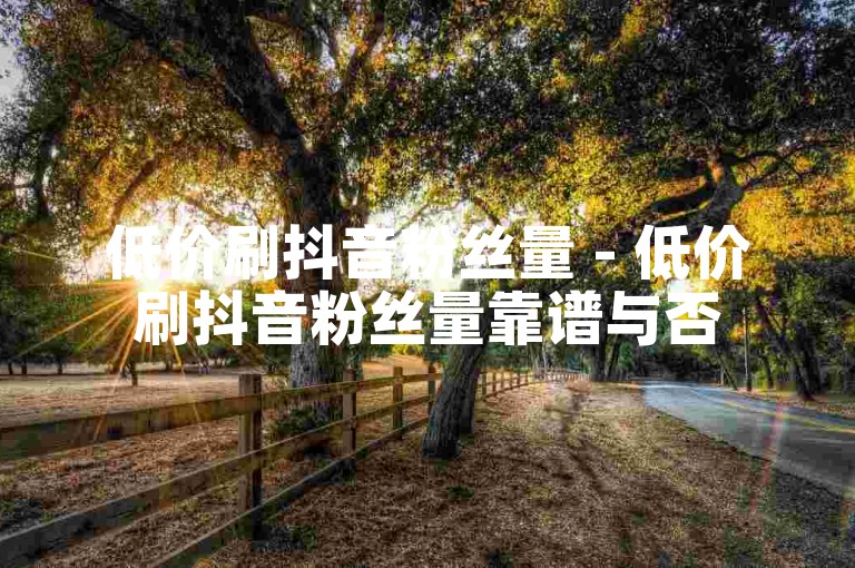 低价刷抖音粉丝量 - 低价刷抖音粉丝量靠谱与否