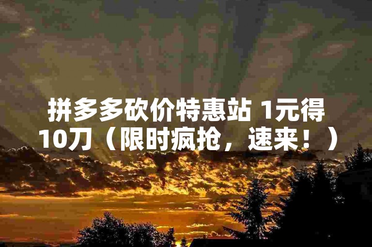 拼多多砍价特惠站 1元得10刀（限时疯抢，速来！）