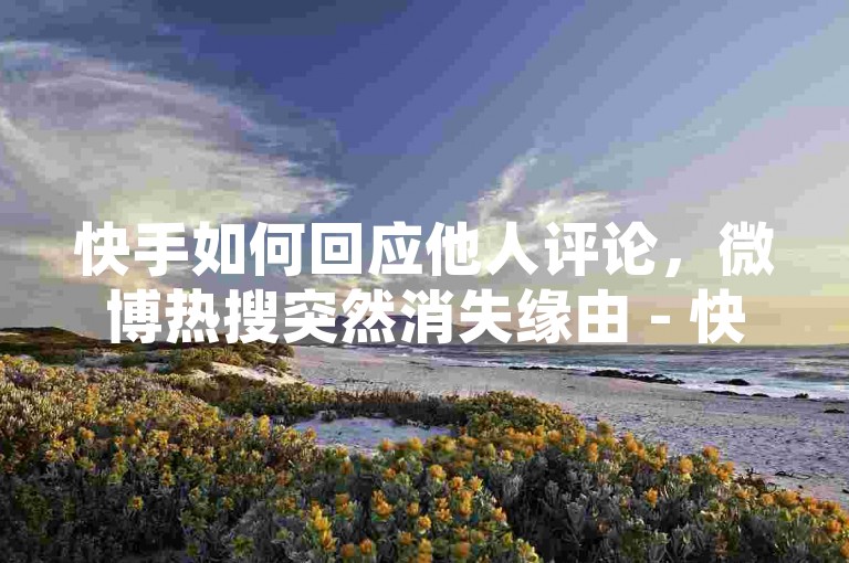 快手如何回应他人评论，微博热搜突然消失缘由 - 快手货源 - 和平精英道具平台