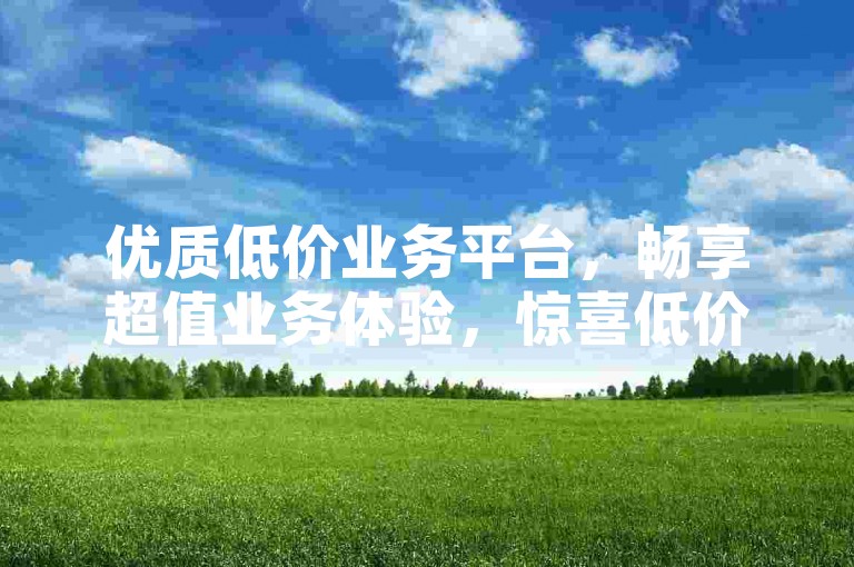 优质低价业务平台，畅享超值业务体验，惊喜低价等您来