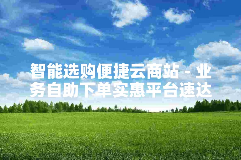 智能选购便捷云商站 - 业务自助下单实惠平台速达